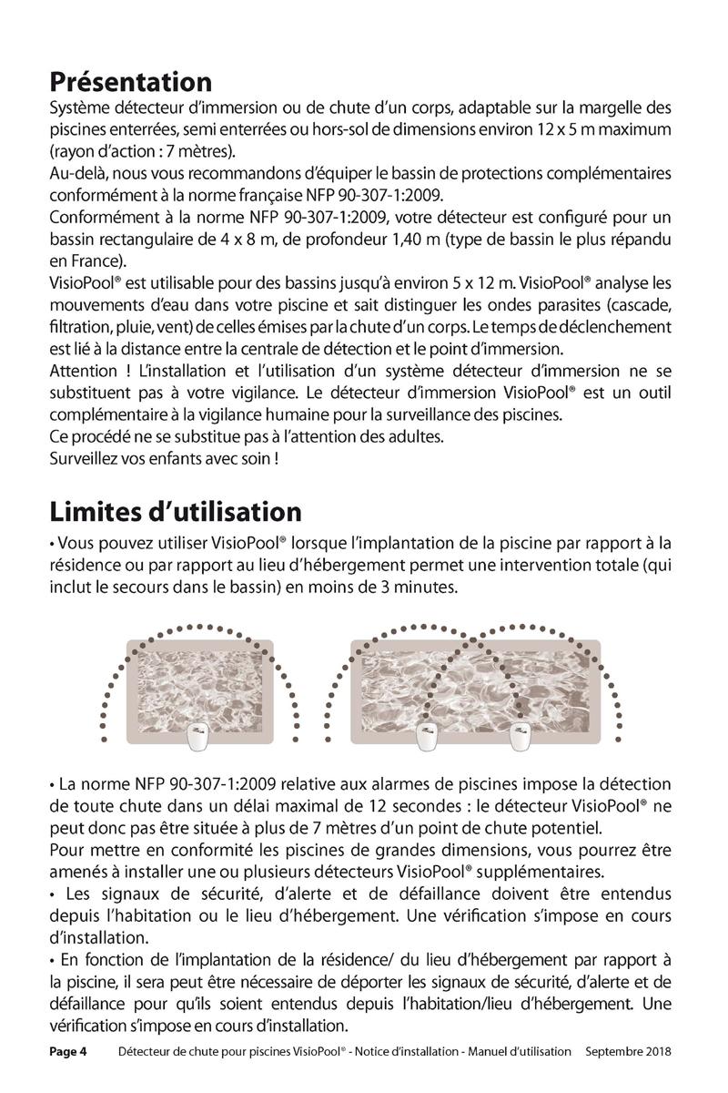 Notice detecteur de chute visiopool securite piscine page 4