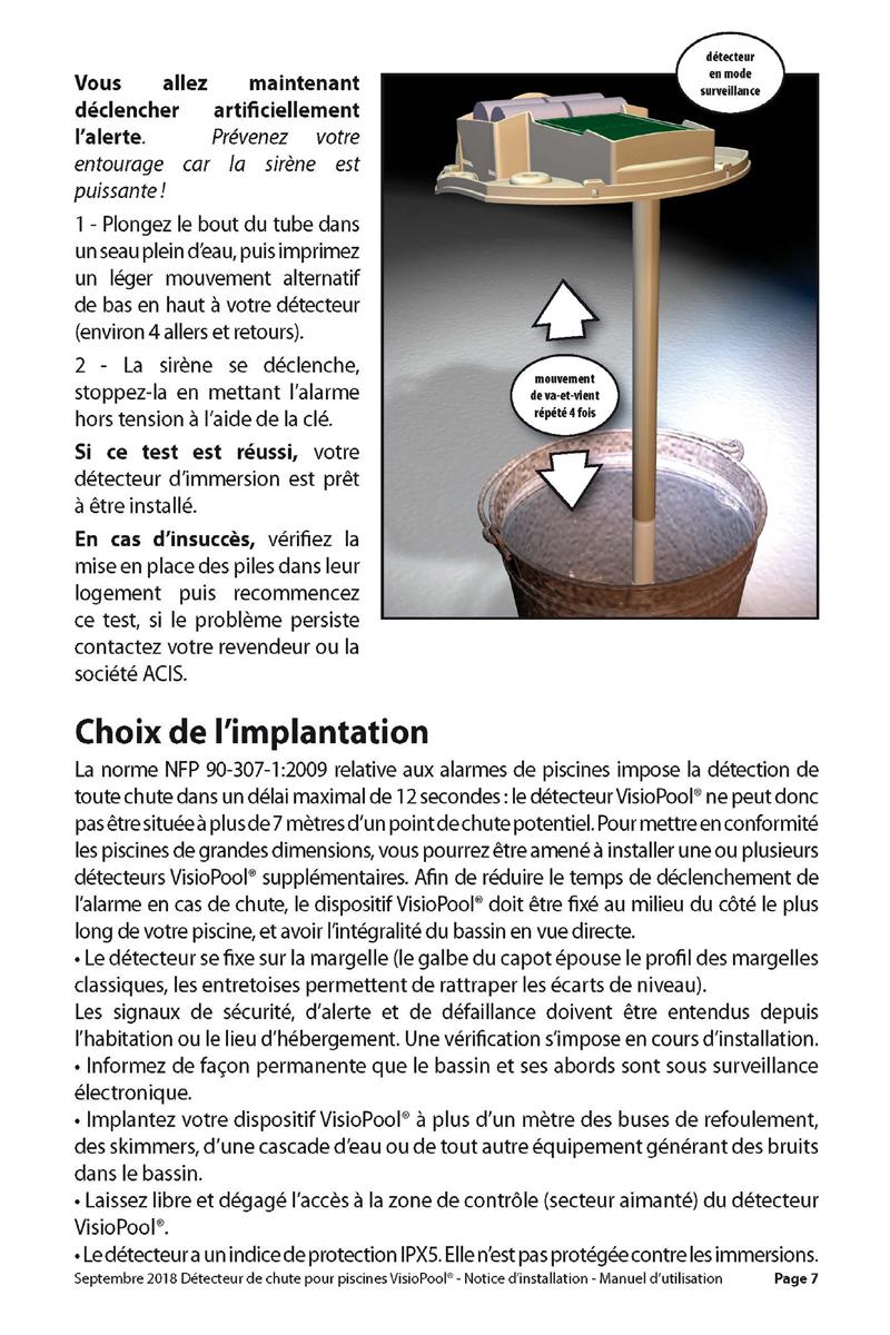 Notice detecteur de chute visiopool securite piscine page 7