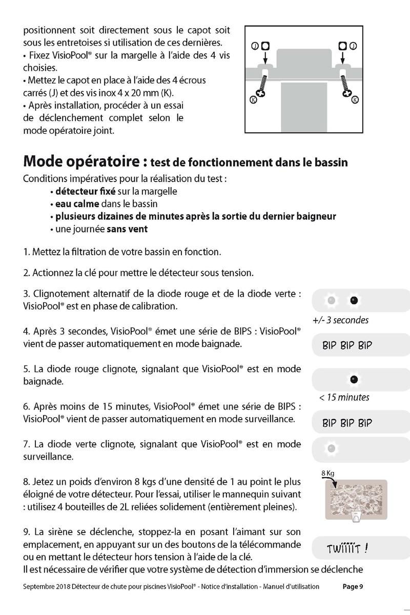 Notice detecteur de chute visiopool securite piscine page 9