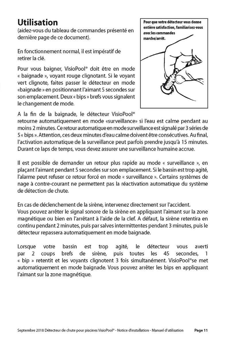 Notice detecteur de chute visiopool securite piscine page 11