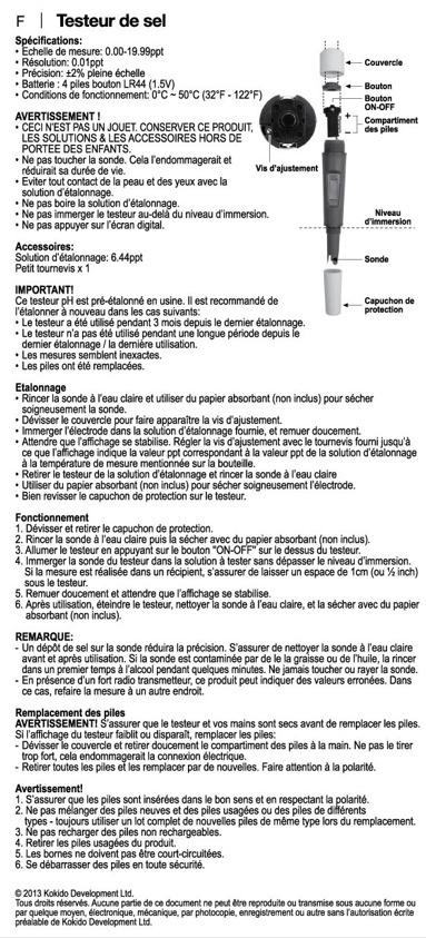 Testeur de sel notice pdf villa natura lo